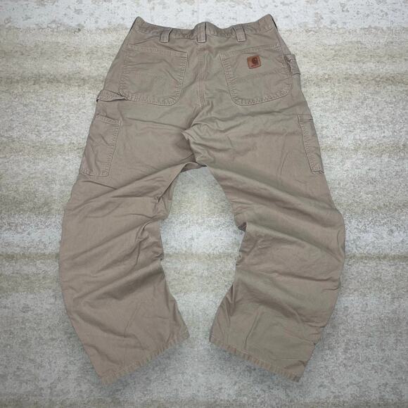 Vintage Carhartt Carpenter Pants Desert Tan Canvas Baggy Wide Leg Dungarees 90s - Picture 1 of 4